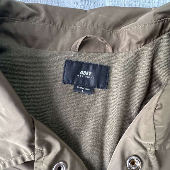 Obey Windbreaker Jacket Men's Snap front Size L - Picture 5 of 9